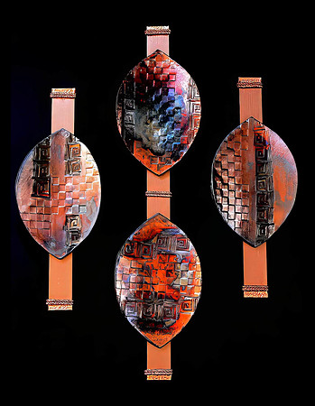 Raku Triptych - 6 x 10 tiles, $300 for set of 3